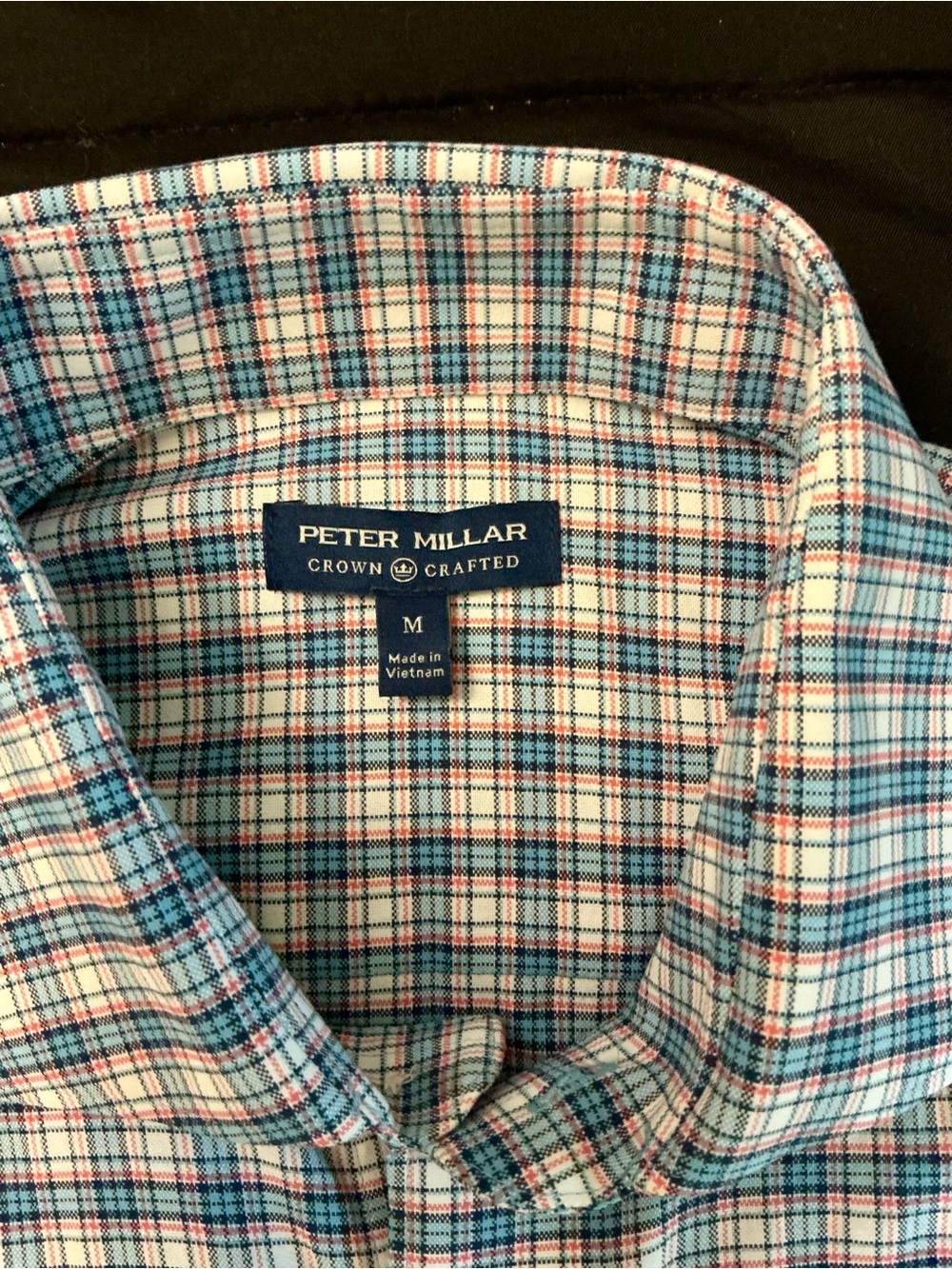 Peter Millar Plaid Button-Down Shirt Men’s M- Blue Red White Preppy Office